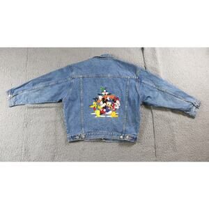 Vintage Disney Store Denim Embroidered Jacket Youth XL Womens S/M No Tag 90's